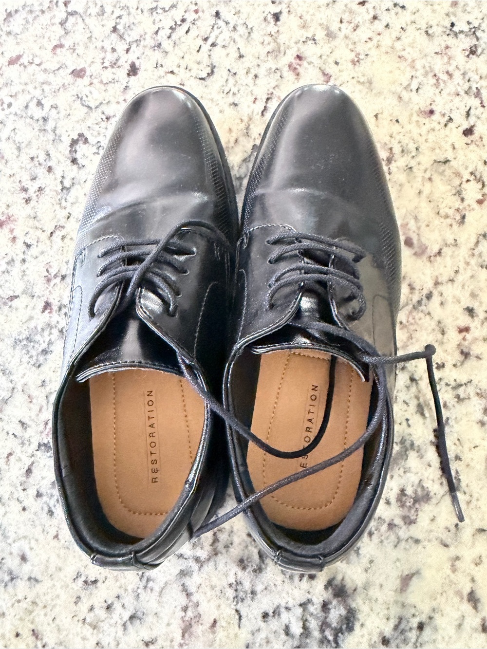 Charlies Black Leather Lace-Up Kids Dress Shoes